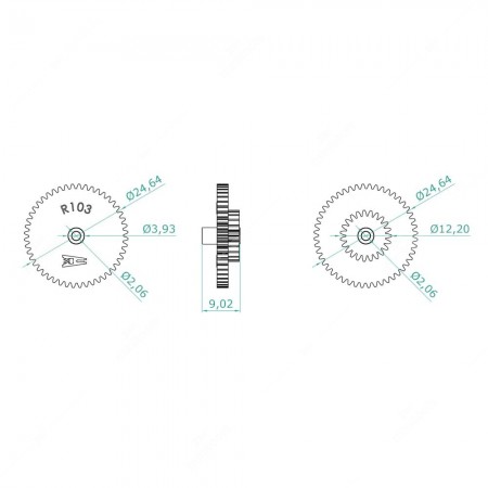 Volvo 740 - 760 and Mercedes W126 48x23 odometer gear (48x23 teeth) - schema
