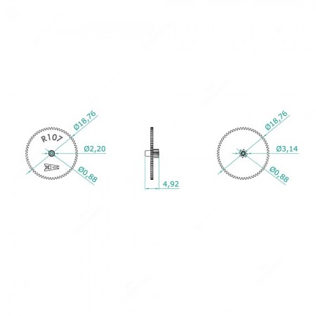 Technical schema of the 64x8 teeth cog wheel for VW and Mercedes speedometer VDO 