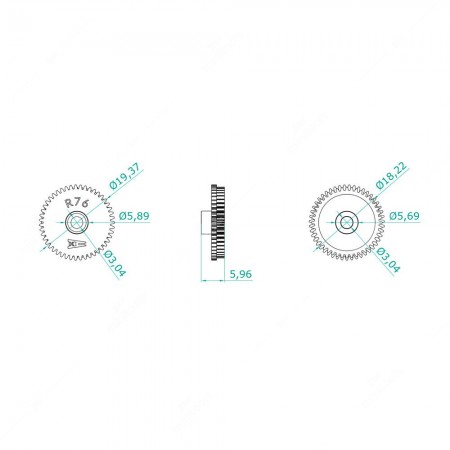 47+44 teeth gear for Porsche instrument panels odometer - schema