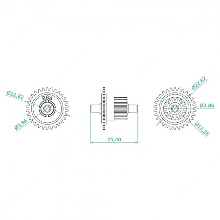 Technical schema of the gear for Lincoln, Mercury and Ford speedometer odometer repair