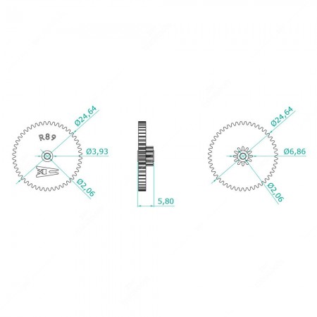Mercedes and BMW instrument clusters odometer gear (48x12 teeth) - technical diagram