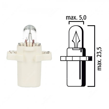 Schema of instrument cluster bulb  B8.3d BAX10s 12V with white socket 