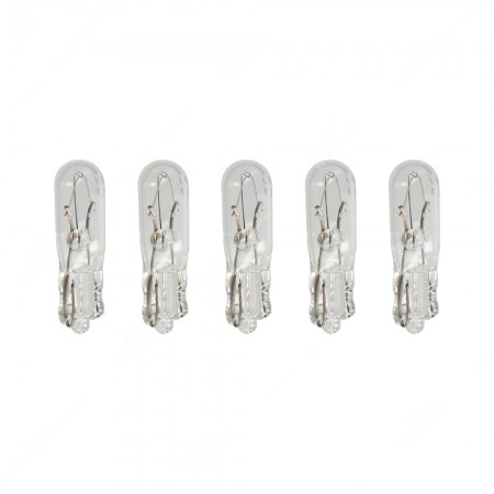 Pack of dashboard and gauge bulbs glass base W2x4,6d 12V 2W T5
