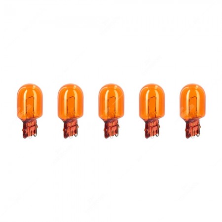 Pack of amber light bulbs WX3x16d 12V 21W T20 for cars