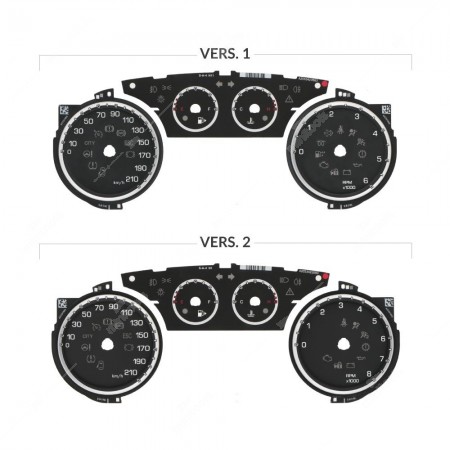 Set of gauge faces for Lancia Ypsilon 846 instrument panels (pre-facelift models) - versions comparison