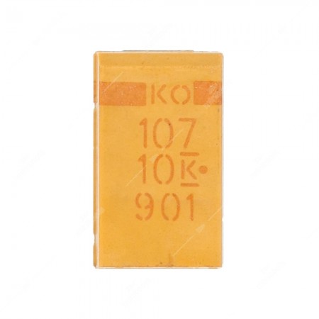 SMD tantalum capacitor, 100uF, 10V. 10 pcs per pack
