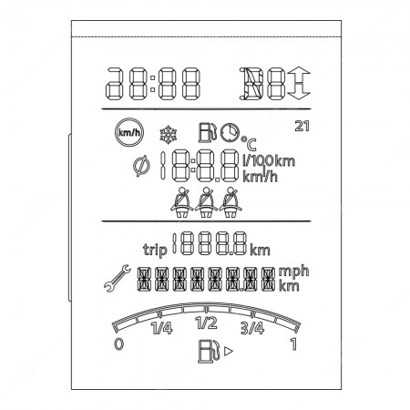 Technical schema of VW Polo 6R dashboards LCD display