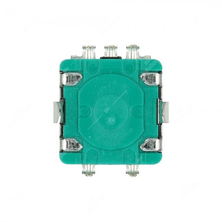 15 pulses per revolution incremental encoder, with push button. Dimensions: 12x11,7x19,5h mm