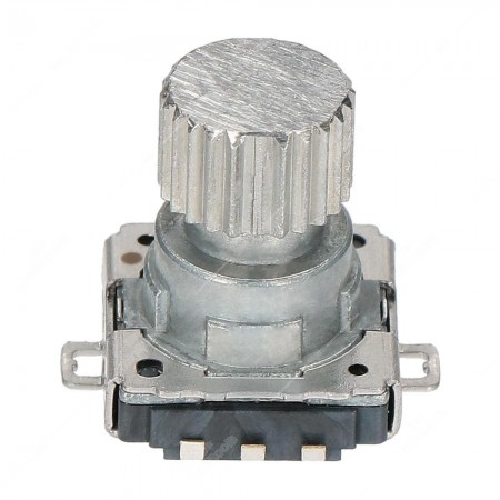 Mechanical encoder, 8 pulses per revolution, with push switch, 16 detents - height: 19,5mm