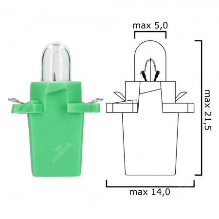 Schema of instrument cluster bulb B8,7d 12V 2W with green socket