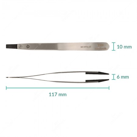 ESD tweezer with flat plastic tip (117x10x6mm)