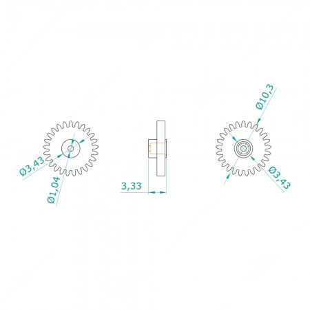 Gear for Alfa Romeo, Opel, Renault and Volvo dashboards odometer - schema