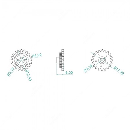 20x30 teeth gear for Porsche and VDO marine instrument clusters - schema