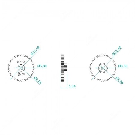 Technical schema for replacement cog wheel for MotoMeter odometer