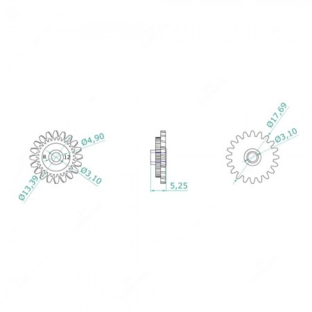 Gear for BMW and Porsche instrument clusters odometer (20+32 teeth) - schema