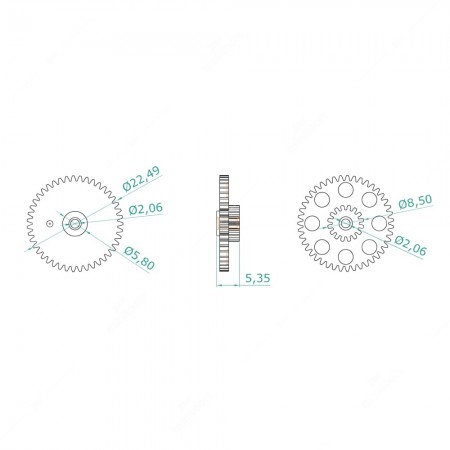 BMW 5 Series E34 odometer gear (43+16 teeth) - schema