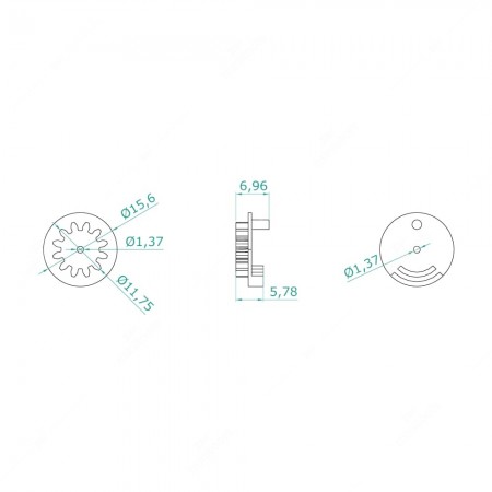 Technical diagram for 12 teeth gear of Mercedes SL-Class R129 odometer