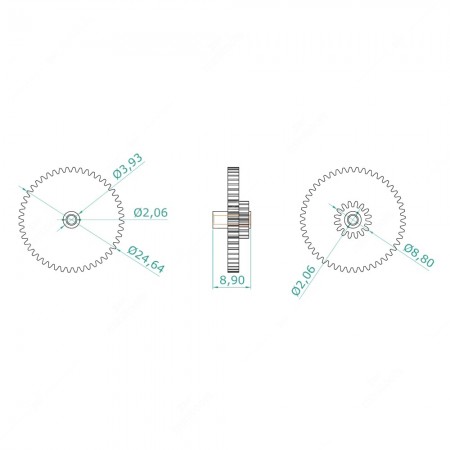 BMW and Mercedes odometer 48+16 teeth gear - schema
