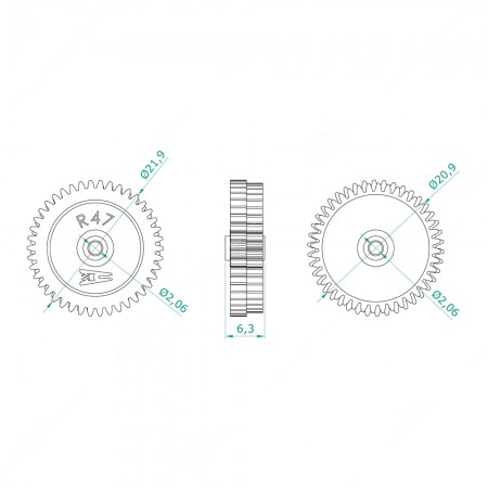 Mercedes S-Class W126 and SL R107 instrument panels odometer gear (42x40 teeth)