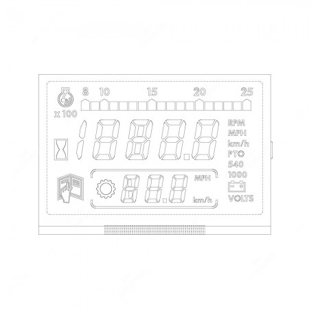 Symbols of the middle display for New Holland / Ford PowerStar 40, 60 Gemini, TM / TS, TN / TN-A, Fiat M-Series and Case IH MXM speedometers