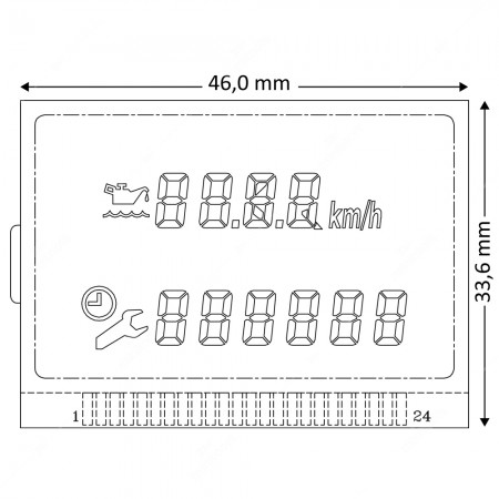 Technical schema of central LCD display (odometer) for repairing Mercedes C-Class W202, E-Class W210, CLK W208, SLK R170 dashboards