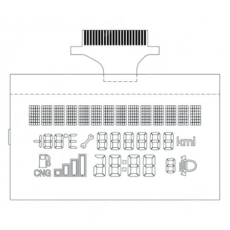 Technical schema of Minitools,LCD display, with FPC, for repairing Fiat Punto, Grande Punto, Fiorino, Doblò, Qubo dashbaords - Natural power versions