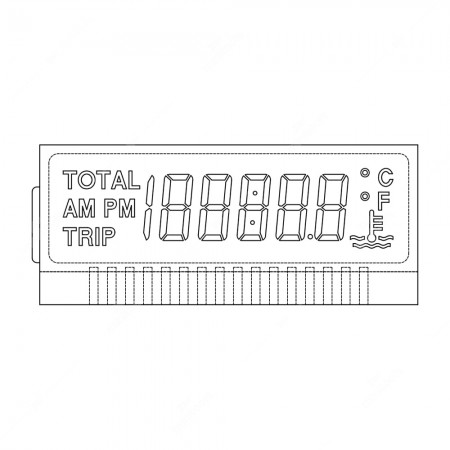 LCD screen for Ducati Monster instrument panel gauges, technical schema.