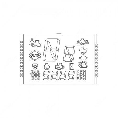 Minitools display technical schema for Massey Ferguson Series 6400, Series 7400, Series 8400; AGCO and Challenger tractors dashboards / hour meter