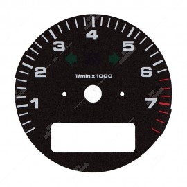 Gauge face for Porsche 911 964 and 993 rev counter (red marks from 6400 RPM - with display)