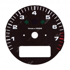 Gauge face for Porsche 911 964 and 993 rev counter (red marks from 6600 RPM - with display)