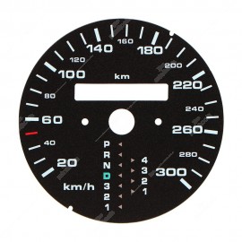 Gauge face for Porsche 911 964 and 993 speedometer (300 km/h - 1 odometer counter - automatic transmission)