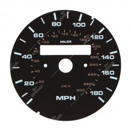 Gauge face for Porsche 911 964 and 993 speedometer (180 mph - 1 odometer counter - manual transmission)