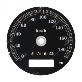 Black gauge face for Harley-Davidson instrument clusters mph to km/h conversion (80mm diameter - 2006-2013 models)