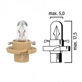 Dashboard light bulb BX8,4d 12V 1,5W with beige base - Pack of 5 pcs