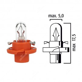 Dashboard light bulb BX8,4d 12V 1,1W with orange base - Pack of 5 pcs