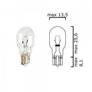 Schema lampadina con attacco in vetro W2,1x9,5d 6V 10W T13 per illuminazione auto