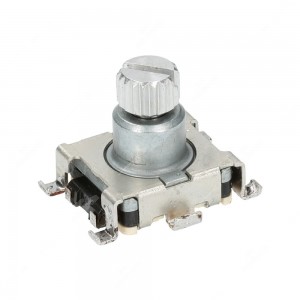 Encoder di ricambio senza tasto a pressione per apparecchiature elettroniche. Dimensioni: 15x18x14h mm - 15 ppr - 30 fermi