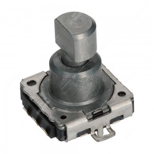 Encoder di ricambio con tasto a pressione per apparecchiature elettroniche. Dimensioni: 15,7x12x14,5mm - 16 ppr - 32 fermi