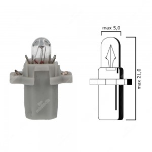 Schema lampadina per cruscotto B8,3d BAX10s 12V 1,2W con base grigia