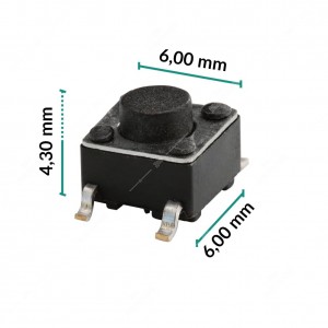 0 Pulsante 6x6x4,3mm - Conf. da 10 pz (normalmente aperto)